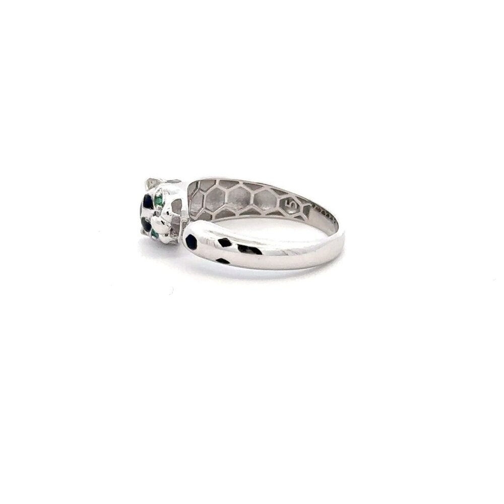 925 Sterling Silver Ring Panther Green Cubic Zirconia Size 5 - Picture 5 of 6